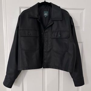 CROPPED PU LEATHER JACKET